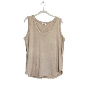 Zenana Crinkle Wash V-Neck Sleeveless Tank in Ash Mocha - Sz S